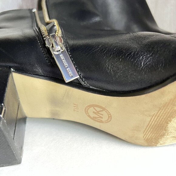 Michael Kors Sabrina Mid Bootie Ankle Boots Leather Black Women's Shoes Sz 7M - Picture 14 of 16